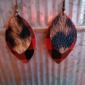 Buffalo Plaid Leopard Earrings